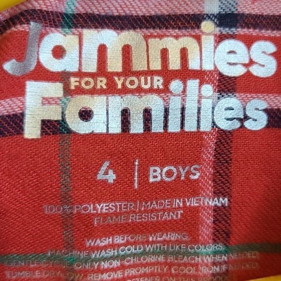 Jammies for Families 2pc Red Plaid Flannel Pajama Sleepwear Festive Boys 4 PJs - Picture 4 of 7